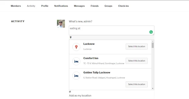 Enable Check-In Feature On BuddyPress Website