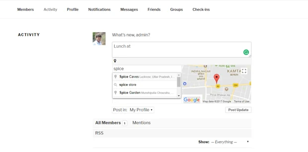 BuddyPress Checkins