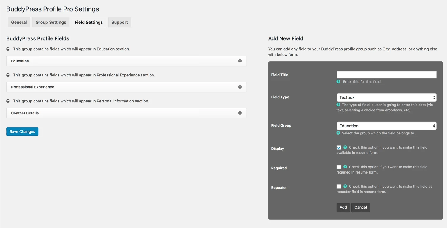 Add Repeater Fields On Your BuddyPress Website