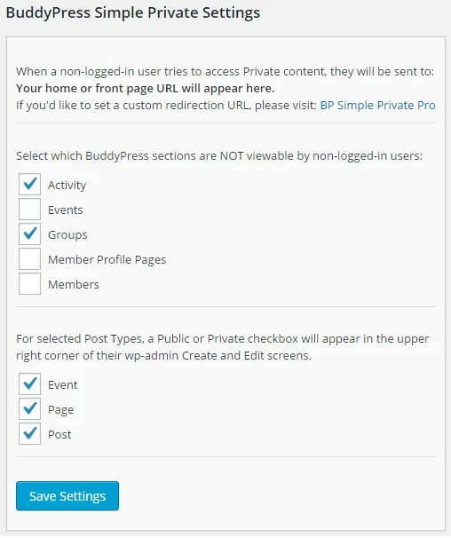Setting up the BP Simple Private Plugin
