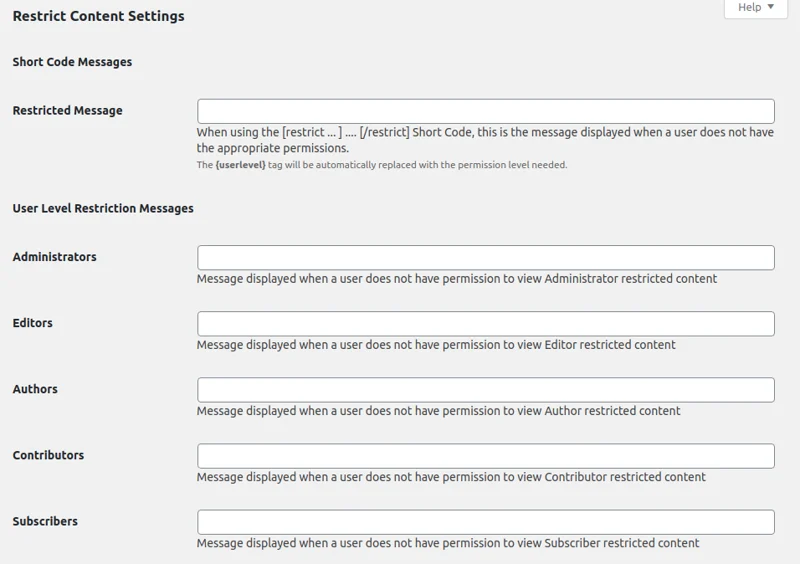 Setting Restrict Content Plugin