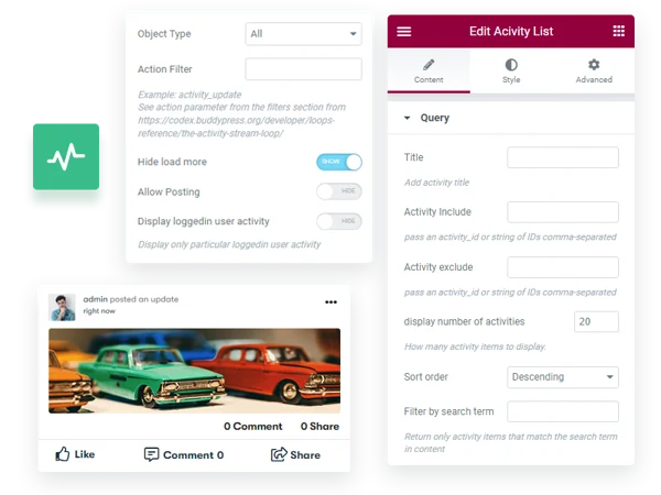 Shortcodes for BuddyPress Pro activity v