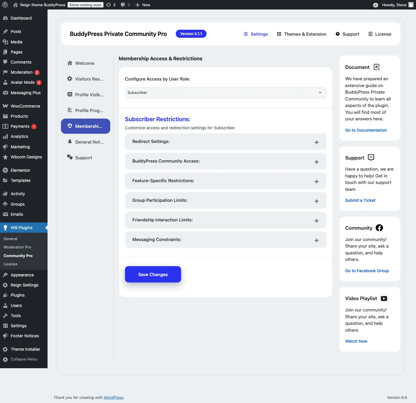 BuddyPress Private Community Pro membership restrictions for role-based access