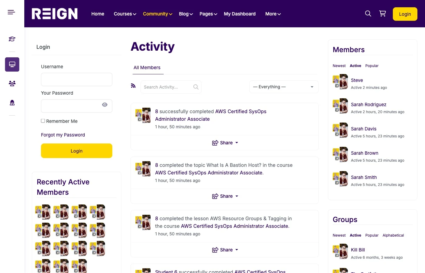 BuddyPress activity stream for social learning