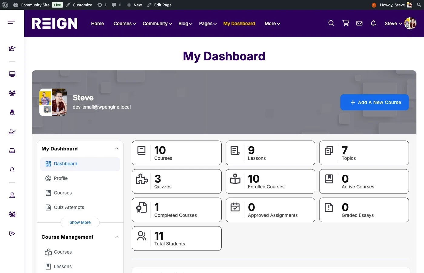 Instructor dashboard stats in LearnDash Dashboard