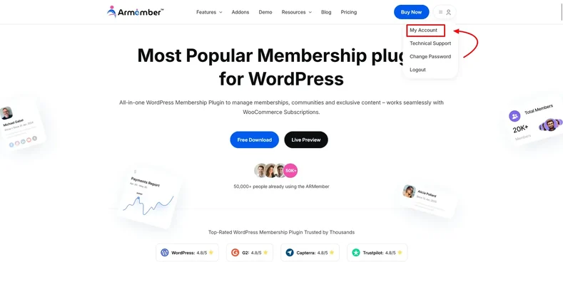 ARMember membership plan builder