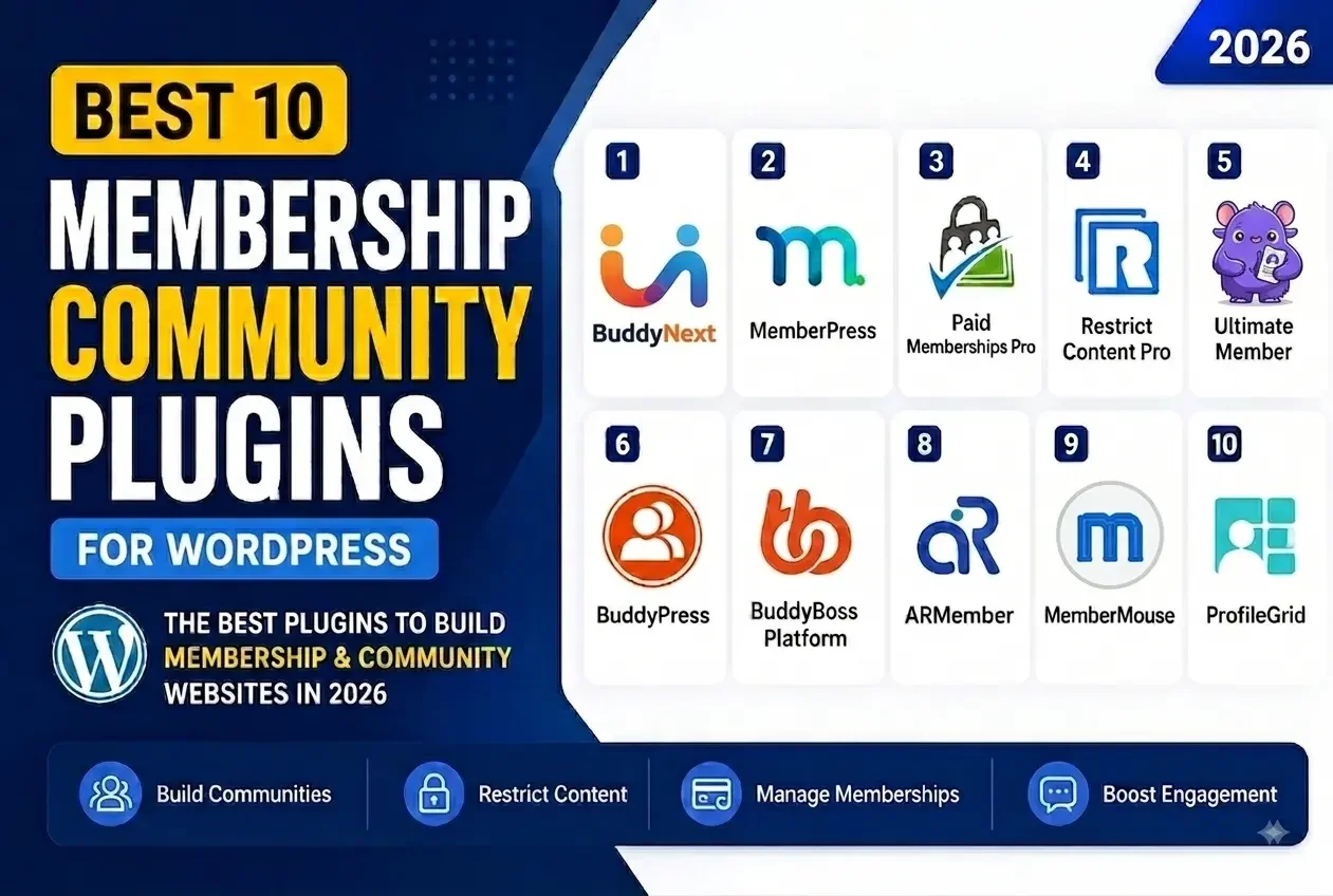 Best 10 Membership Community Plugins for WordPress in 2026