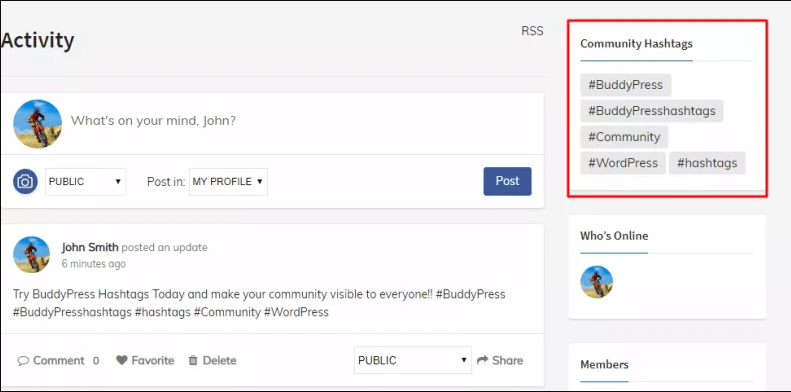 BuddyPress Hashtag widget