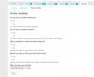 Profile Visibility Setting