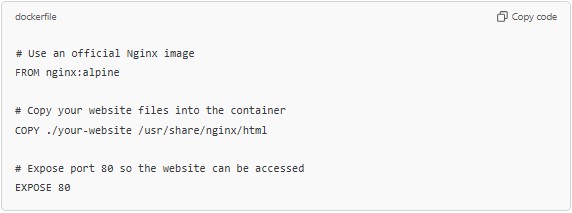 How to host a Docker Container Website: Create a Docker File for your Website