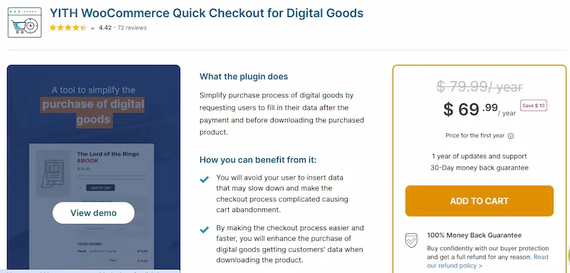 WooCommerce Quick Checkout for Digital Goods