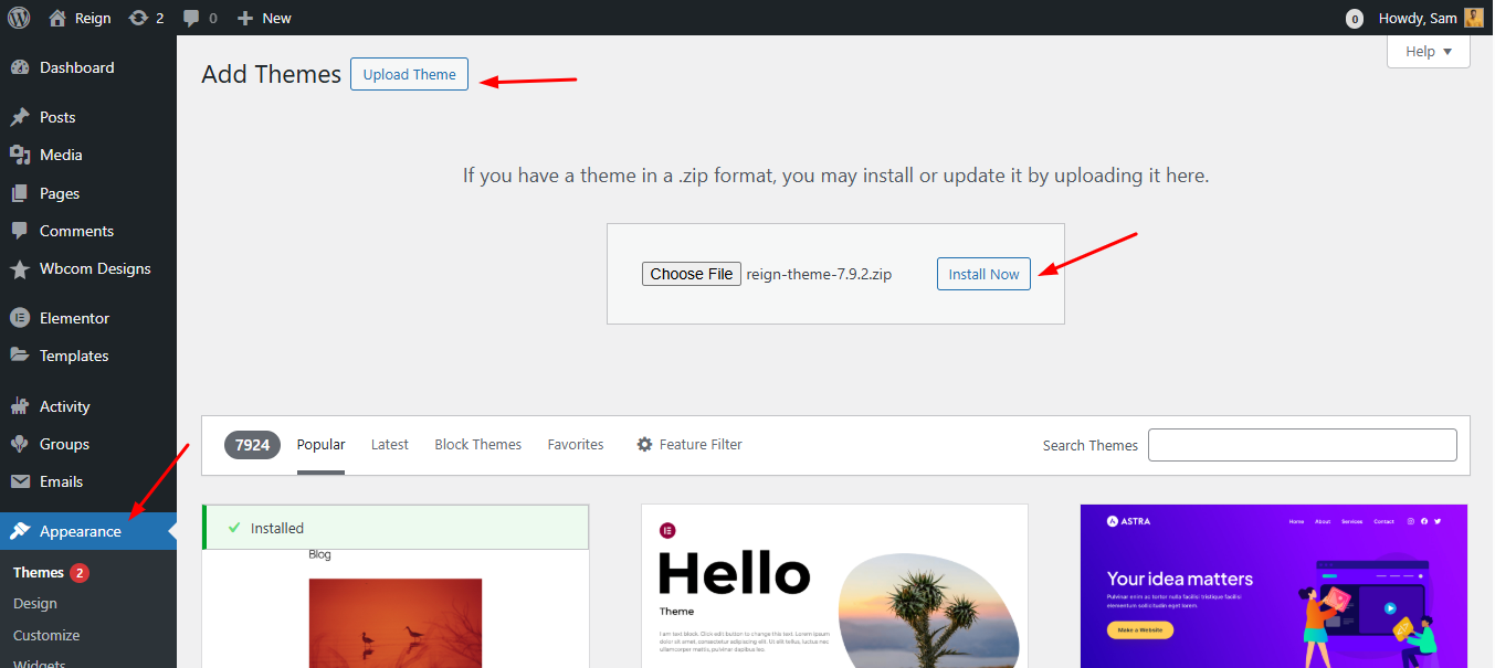 Install & Activate the Reign Theme