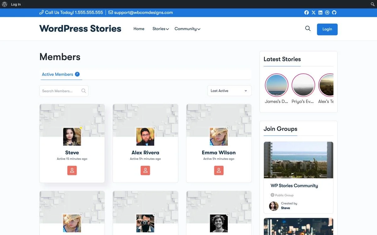 BuddyPress members directory page