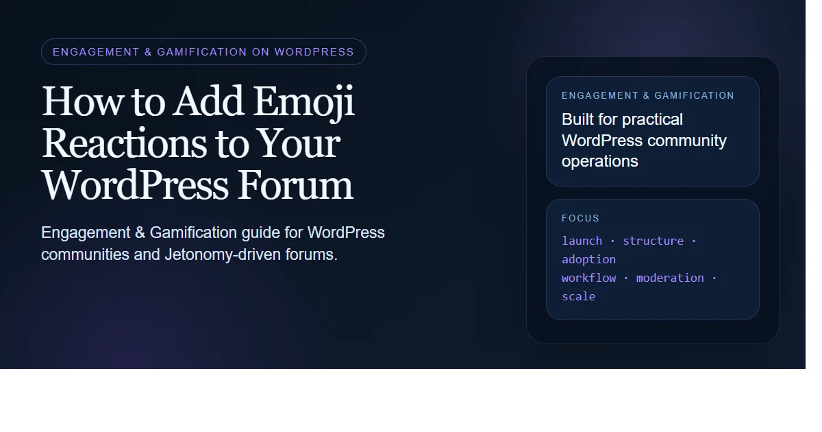 Dark enterprise featured image for how to add emoji reactions to your wordpress forum on bpcustomdev