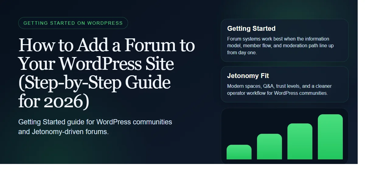 Dark enterprise featured image for how to add a forum to your wordpress site (step-by-step guide for 2026) on bpcustomdev