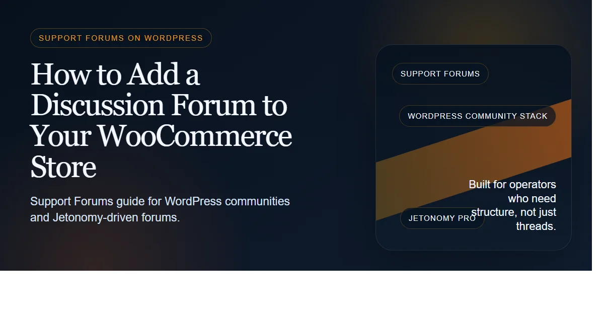 Dark enterprise featured image for how to add a discussion forum to your woocommerce store on bpcustomdev