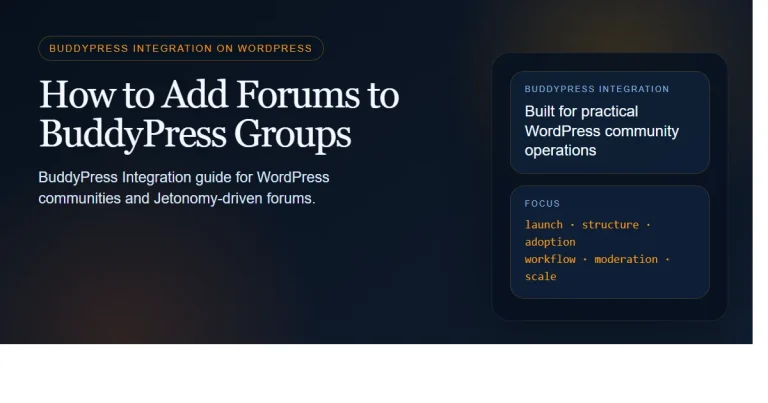 Dark enterprise featured image for how to add forums to buddypress groups on bpcustomdev