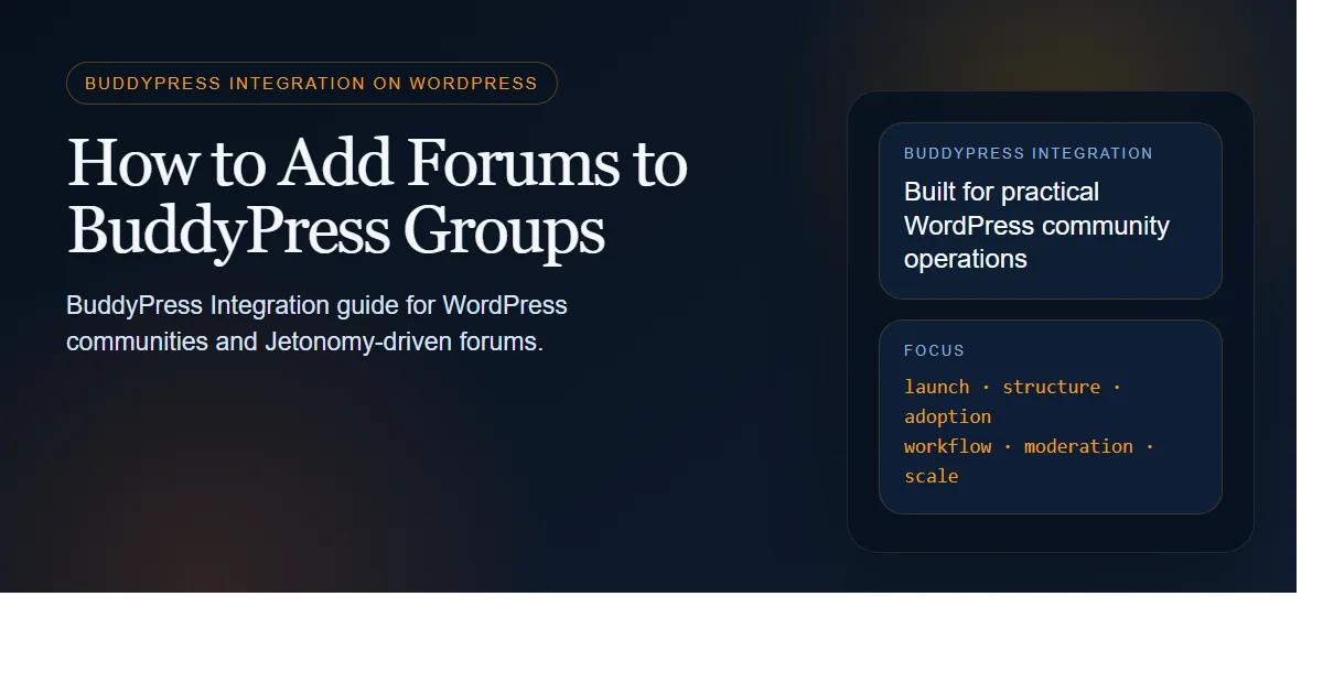 Dark enterprise featured image for how to add forums to buddypress groups on bpcustomdev