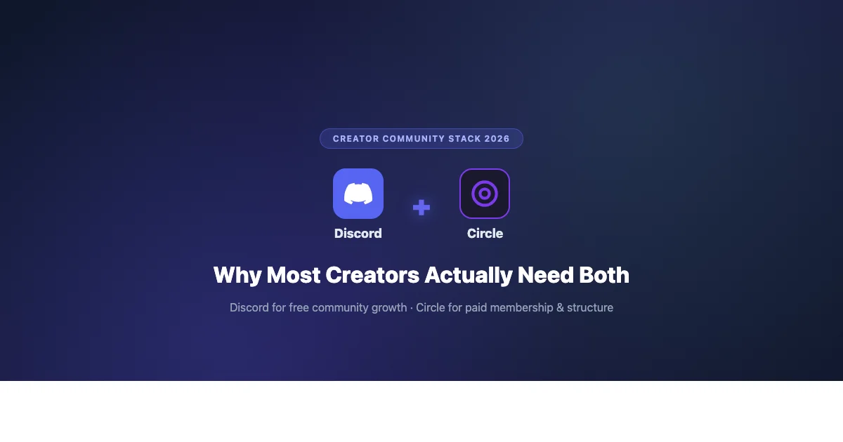 Discord plus Circle two-platform creator community stack: Discord for free engagement, Circle for paid membership