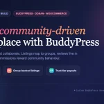 Dark enterprise visual for building a community-driven BuddyPress marketplace with Dokan, WooCommerce and community pillars