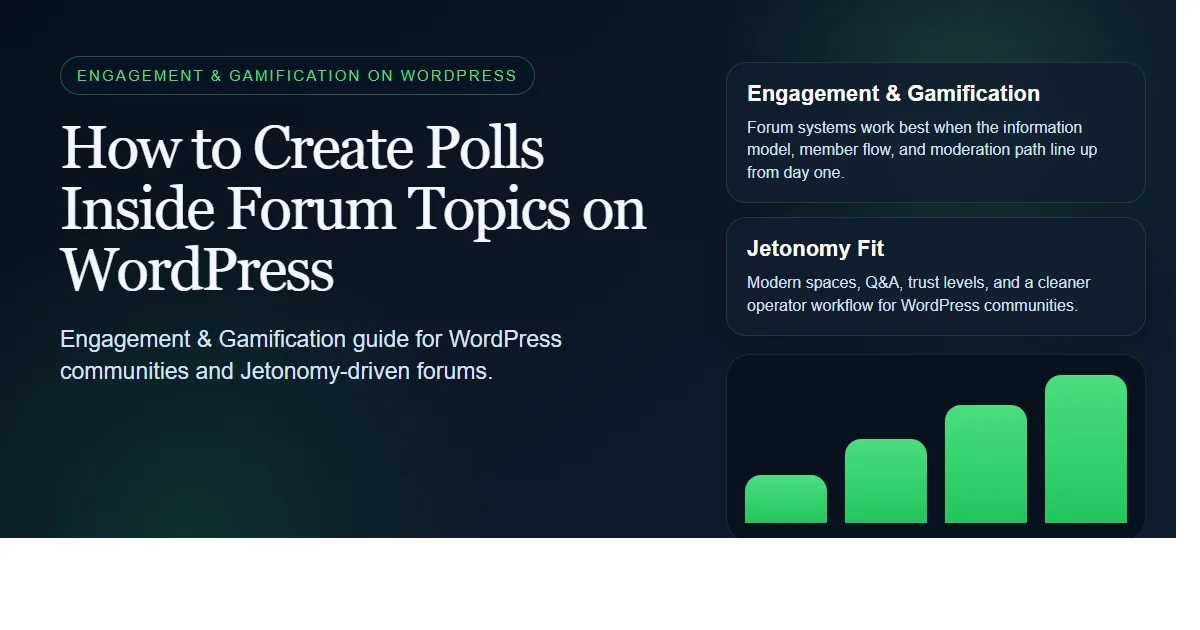 Dark enterprise featured image for how to create polls inside forum topics on wordpress on bpcustomdev