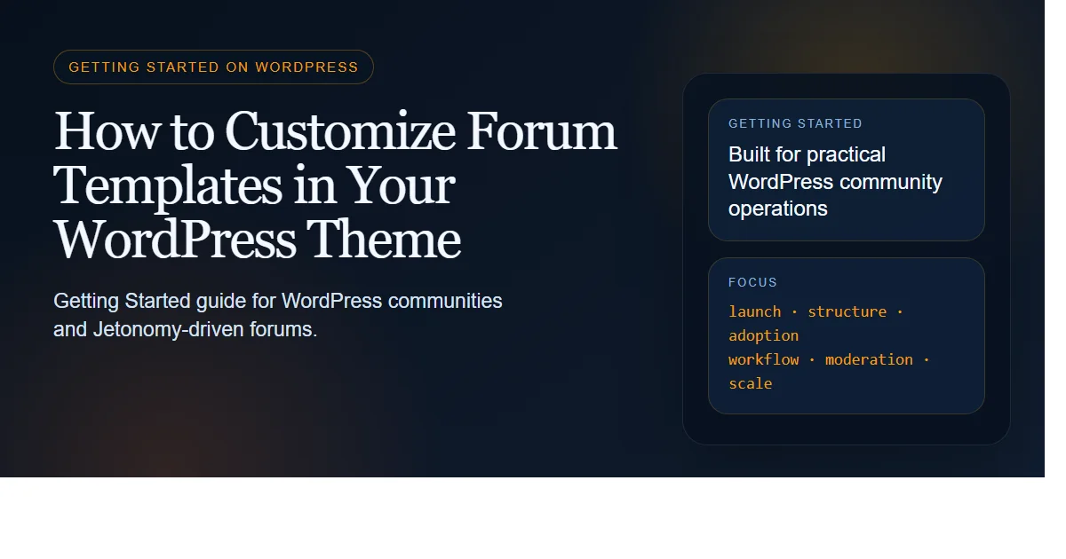 Dark enterprise featured image for how to customize forum templates in your wordpress theme on bpcustomdev