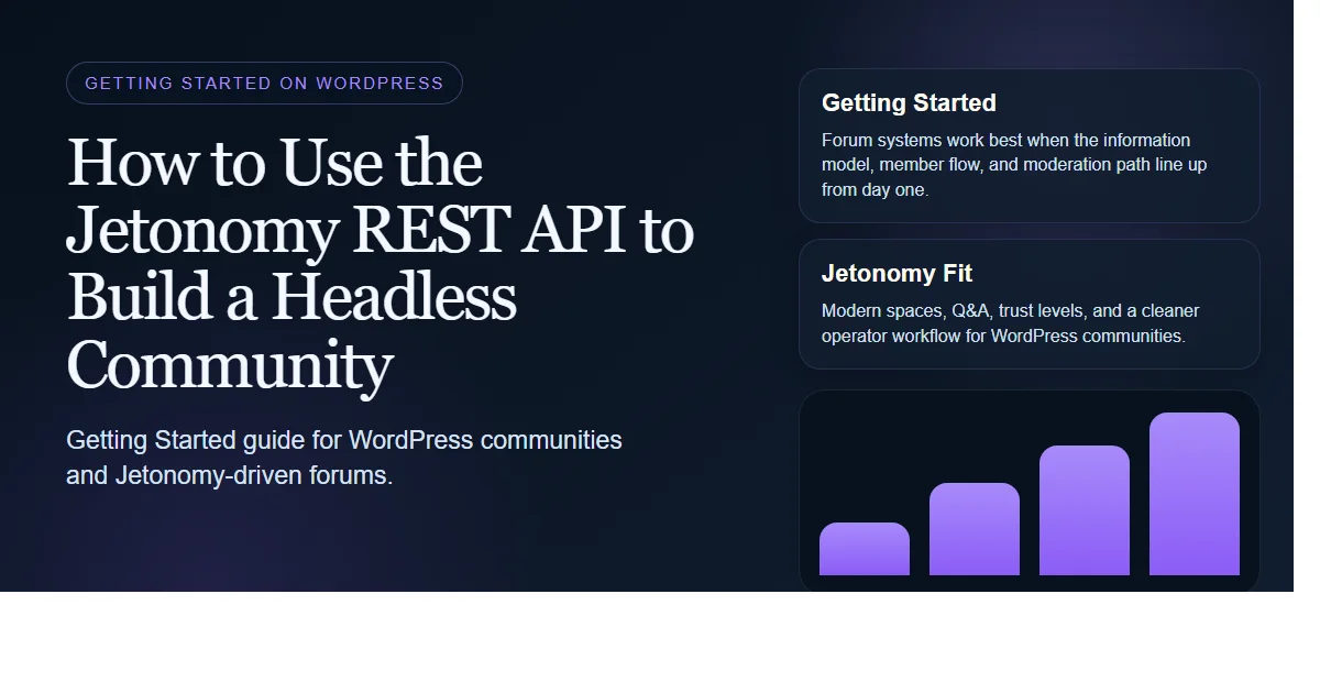 Dark enterprise featured image for how to use the jetonomy rest api to build a headless community on bpcustomdev