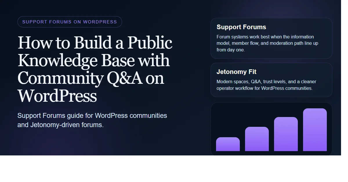 Dark enterprise featured image for how to build a public knowledge base with community q&a on wordpress on bpcustomdev
