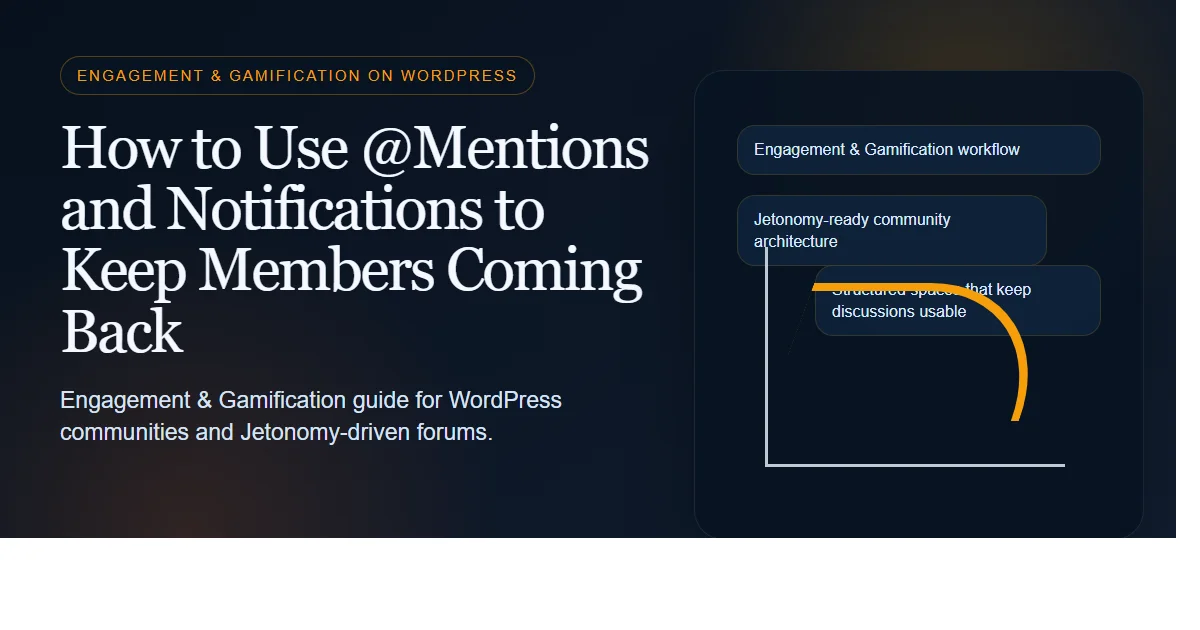 Dark enterprise featured image for how to use @mentions and notifications to keep members coming back on bpcustomdev