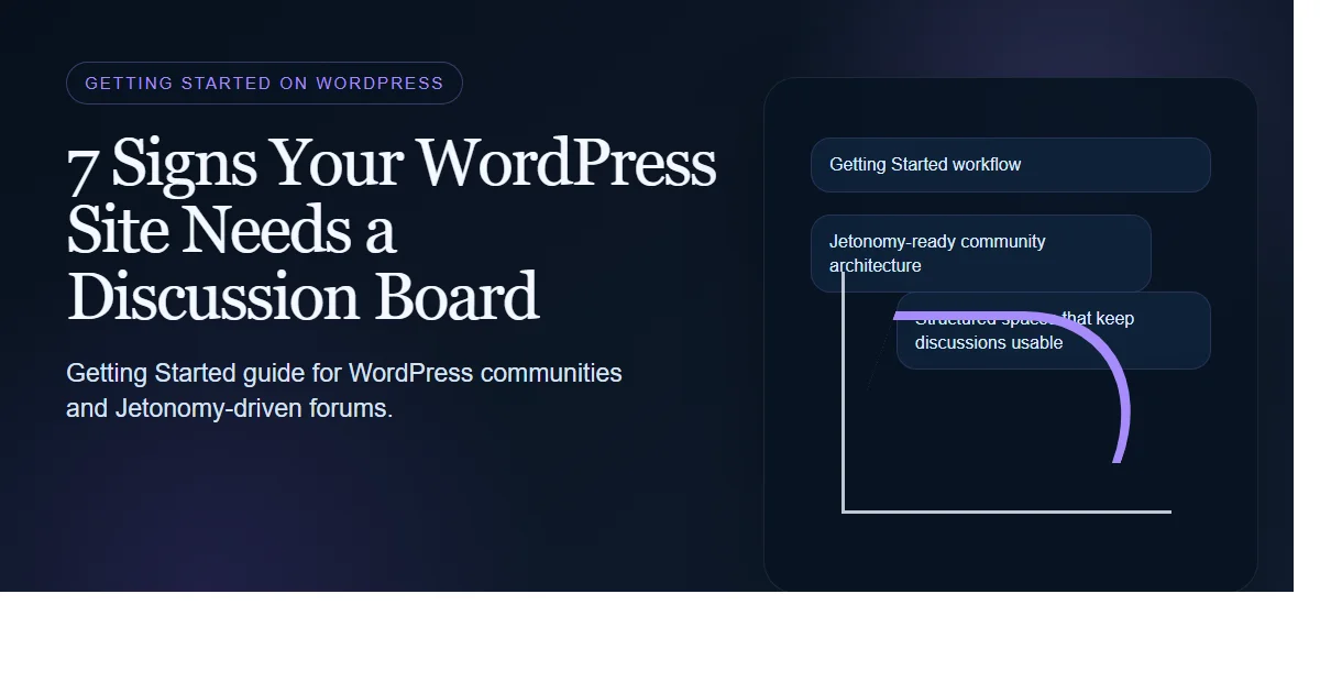 Dark enterprise featured image for 7 signs your wordpress site needs a discussion board on bpcustomdev