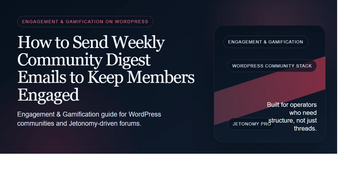 Dark enterprise featured image for how to send weekly community digest emails to keep members engaged on bpcustomdev
