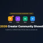 Whop vs Circle vs Skool vs Mighty Networks: The 2026 Creator Community Showdown - 4 platforms comparison graphic with Whop labeled HOT