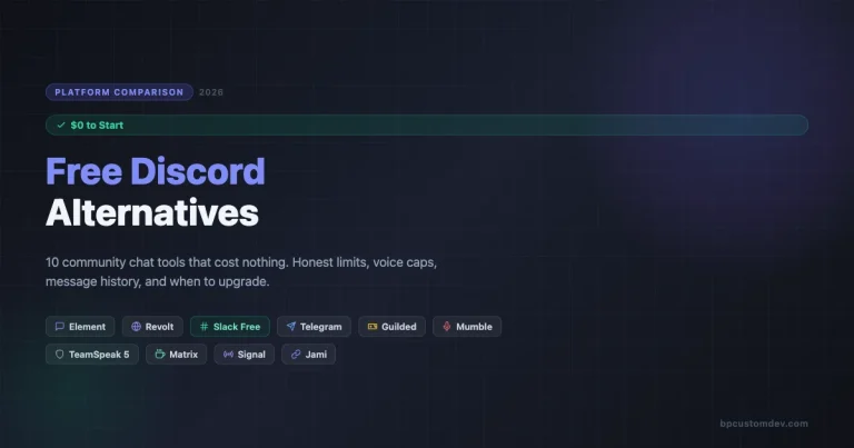 10 free Discord alternatives compared: logos and key limits for Element, Revolt, Slack, Telegram, Guilded, Mumble, TeamSpeak, Matrix, Jami, Signal