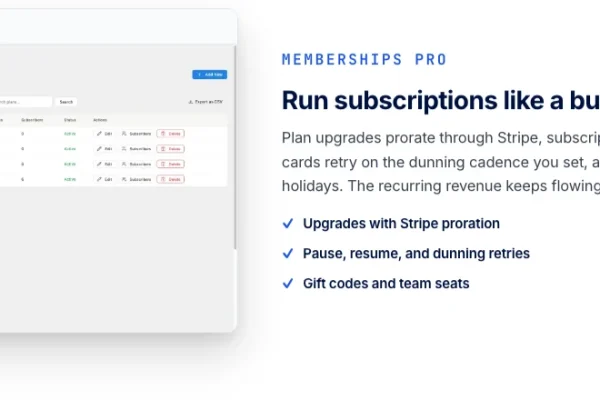 Learnomy membership plans interface showing trial periods and automatic pricing page for a membership site